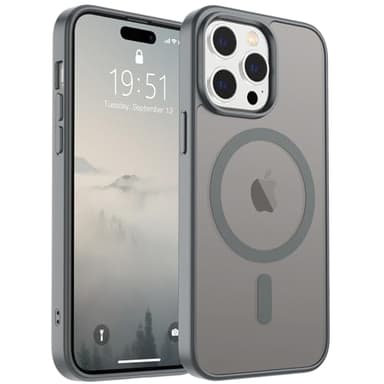 SUPFINE Magnetic for iPhone 14 Pro Max Case (Compatible with MagSafe) (Military Grade Drop Protection) Slim Translucent Matte Shockproof with Anti-Fingerprint Phone Case,Gray - Image 1