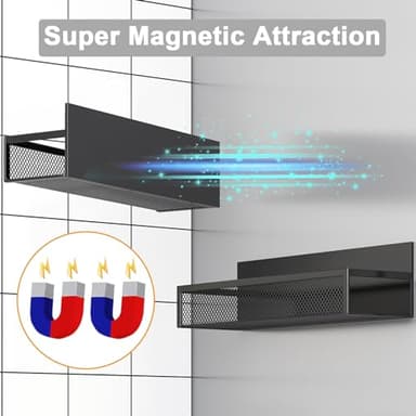 Aufworld Magnetic Spice Rack for Refrigerator, 2 Pack Magnetic Shelf, Fridge Magnet Organizer with Moveable 4 Hooks, Magnetic Fridge Shelf for Kitchen Organization and Storage (2 Pack) - Image 4