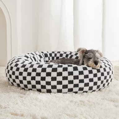 BFPETHOME Donut Dog Beds for Small Dog, Round Cat Beds for Indoor Cats, Calming Pet Bed for Puppy and Kitty with Non-Slip Bottom, Cute Fancy Puppy Bed Machine Washable Plush Fabric - Image 1