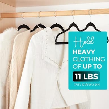 HOUSE DAY Premium Velvet Hangers 50 Pack Black, Non-Slip Flocked Felt Hangers, Sturdy Clothes Hangers with 360° Rotatable Hook, Heavy Duty Coat Hanger, Durable Slim Hanger for Closet Space Saving - Image 7