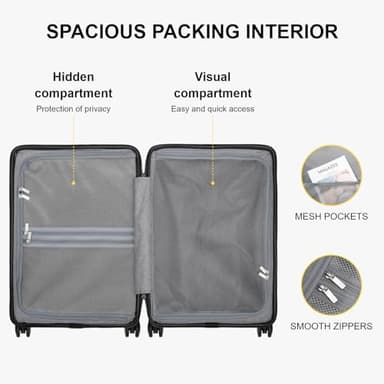 LEVEL8 Rolling Carry on Luggage Airline Approved, Carry-on Suitcases with Wheels, Lightweight Luminous Textured Luggage for Men Women, Tsa Lock, 20 Inch, Dark Grey - Image 8