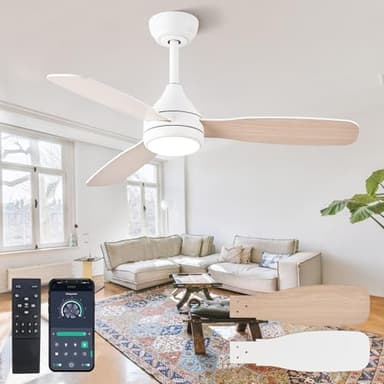 SAMPHON Ceiling Fans with Light and Remote Control, 42'' White Modern Ceiling Fan with Light, Dual-Sided Blades Ceiling Fan with Reversible Motor, 6 Speed for Living Room, Bedroom, Kitchen - Image 2
