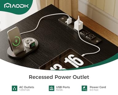 AODK 66" L Shaped Computer Desk, 113“ Reversible Home Office Desk with File Cabinet & 4 Fabric Drawers, Two Person Desk with LED Lights & Power Outlet, Corner Gaming Desk with Monitor Shelf, Black - Image 5