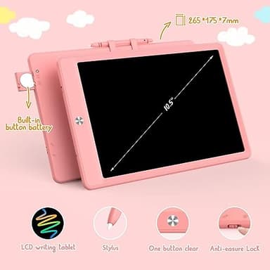 BUKEBU LCD Writing Tablet Doodle Board,10.5 inch Colorful Drawing Pad,Electronic Drawing Tablet, Drawing Pads,Travel Gifts for Kids Ages 3 4 5 6 7 8 Year Old Girls Boys (Pink) - Image 2
