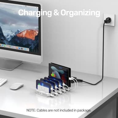 Unitek Multi Charging Station, 10-Port USB Charger for Multiple Device with SmartIC Tech and Adjustable Dividers, Organizer Stand Compatible with iPad, Tablet, Kindle, iPhone - Image 5