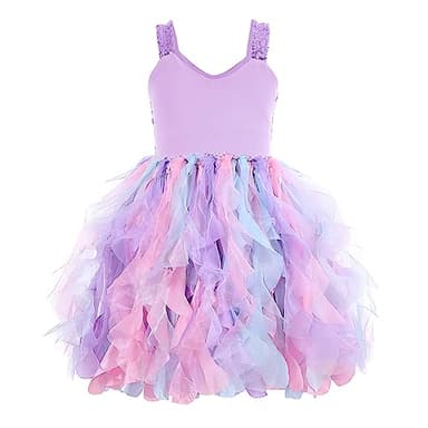 Purple Tutu Dress for Girls Kids Mermaid Princess Birthday Party Dresses Sparkly Sequin Tulle Fairy Dress for Toddler Girls Sneaker Ball Gown Prom Graduation Halloween Dance 8T - Image 3