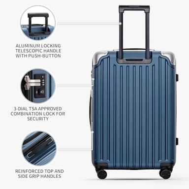 LEVEL8 Grace Luggage Sets Hardshell Suitcase with Wheels, Sturdy Large Suitcase Tsa Lock 20 Inch Expandable Carry on 24 Inch 28 Inch Checked Luggage, 3-Piece Set (20/24/28), Blue - Image 4