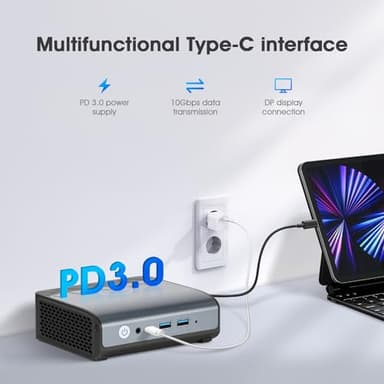 BOSGAME Mini PC E1, Intel Alder Lake-N100 Mini Computers, 16GB DDR4 512GB SSD, Dual 2.5G LAN Ports, USB-C& Dual HDMI Supports Triple Display - Image 5