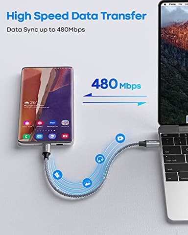 etguuds USB C to USB C Cable 1ft, 2-Pack 60W USBC to USBC Cord, Type C to C Charger Cable Fast Charging for iPhone 16 15 Pro Max Plus, for Samsung Galaxy S24 S23 S22, for MacBook/iPad, Pixel - Image 4
