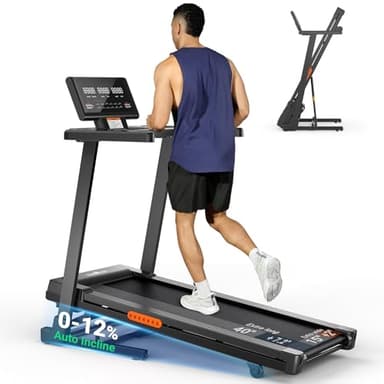 THERUN Treadmill with Incline, 3.0 HP Foldable Treadmills for Home, Brushless Motorized Incline, Treadmill for Home with 0%-12% Auto Incline, 300 LBS Capacity - Image 1