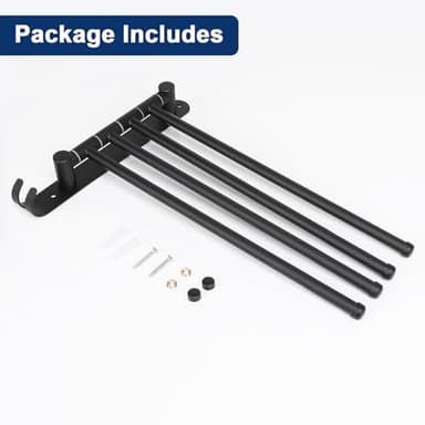 NearMoon Swivel Towel Rack, 13.8" Thicken 304 Stainless Steel 4-Arm Towel Bar, Space Saving Wall Mounted Towel Holder with Hook, Rustproof Swing Out Towel Hanger for Bathroom, Kitchen (Matte Black) - Image 7