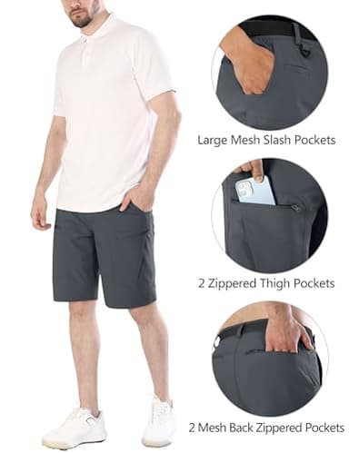 Shallowlulu Mens Cargo Hiking Shorts Water Resistant Quick Dry Lightweight Breathable Tactical Shorts with Nylon Belt(Steel Grey 32W/10L) - Image 4