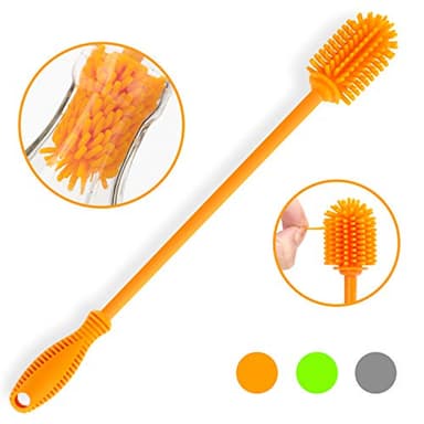 Silicone Bottle Cleaning Brush with Long Handle,12.5" Water Bottle Cleaner for Baby Bottles, Hydro Flask, Sports Bottle, Vase, Glassware, Perfect for Smaller Diameter Bottle Openings (One Pack) - Image 2
