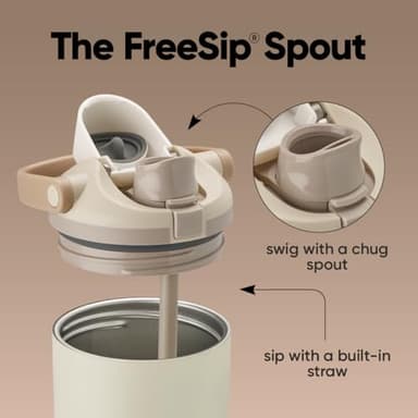 Owala FreeSip Sway Insulated Stainless Steel Water Bottle with Two-Way Spout, Built-In Straw and Bucket Handle, Made for Travel, School, and Sports, 30oz, BPA Free, Leak Proof, Lightly Toasted - Image 2