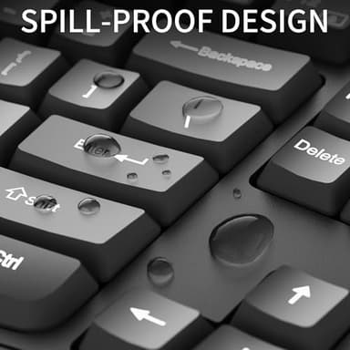 Wireless Keyboard and Mouse Combo,2.4G Full Size Wave Keys Ergonomic Keyboard with Wrist Rest for Natural Typing, 3 DPI Adjustable Ergonomic Silent Mouse for Computer/Laptop/Windows/Mac (Black) - Image 8