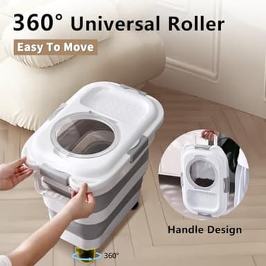 nxizoli 25 Lbs Dog Food Storage Container 2PCS, Collapsible Dog Food Container with Scoop for Pet/Dog/Cat/Bird Food,Keep Dry Food Fresh,Easy to Move(Blue & Khaki) - Image 5