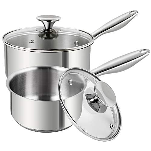 MICHELANGELO Stainless Steel Saucepan Set 1Qt & 2Qt, Premium German Technology Sauce Pans 2 Piece, 18/10 Stainless Steel Sauce Pan Set, Induction Compatible - Image 1