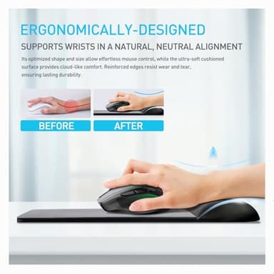 univo colors Design-Wave Wrist Rest Mouce Pad,PE Mouse Sliding Panel+Artificial Sheepskin+Memory Foam+Ergonomic+Anti-Slip Gel,Resilience Support During Work and Gaming,Mouce Accessory,White - Image 2