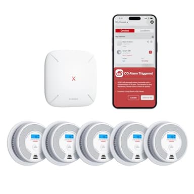 X-Sense Smart Smoke Detector Carbon Monoxide Detector Combo, Battery-Operated (Not AC Hardwired) Interconnected Combination Smoke Carbon Monoxide Detector, 5 Detectors with 1 Base Station, SC07-MR51 - Image 1