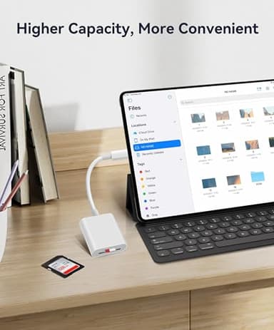 USB C SD Card Reader, WNXSLOAD SD Card Adapter with SD MicroSD Dual Slots for iPhone 15 16 iPad Mac MacBook Laptop, USB-C/TypeC High-Speed Trail Camera Memory Card Reader, Plug & Play - 2 Slots - Image 5