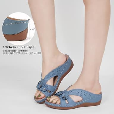 Ecetana Sandals for Women Wedge Shoes: Slip On Dressy Summer Comfortable Slides Sandals Lightweight Memory Foam Platform Shoes - Image 5
