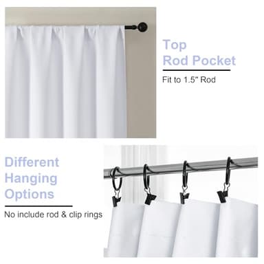 Simplebrand Ava Pure White Curtains for Bedroom 63 Inch Length 2 Panels Set, Light Filtering Window Treatment, Light Filtering Curtain Drapes, Soft Casual Rod Pocket Privacy Curtains, W40 x L63 Inch - Image 4