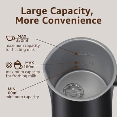 Milk Frother, 4 in 1 Electric Milk Steamer,11.8oz/350ml Automatic Warm and Cold Foam frother for Coffee, Latte, Macchiato, Cappuccino, Hot Chocolate - Image 2