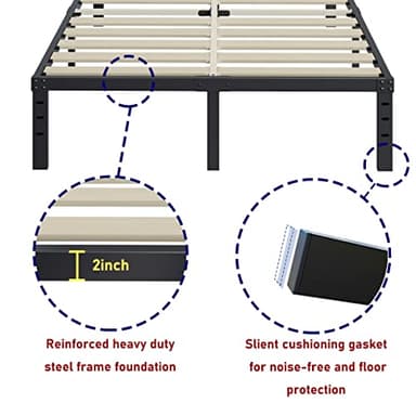 ZIYOO Full Size Bed Frame 14 Inches High 3 Inches Wide Wood Slats with 3500 Pounds Support for Foam Mattress, No Box Spring Needed, Underbed Storage Space,Easy Assembly, Noise Free - Image 6