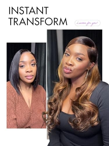 LUVME HAIR 7x6 HD Lace All-Day Comfort Wig 200% Density Hair PartingMax Lace Wigs Highlight Color Loose Body Wave Lace Front Wigs Human Hair Pre Cut Plucked Lace Frontal Glueless 24 Inches Mix Brown - Image 4