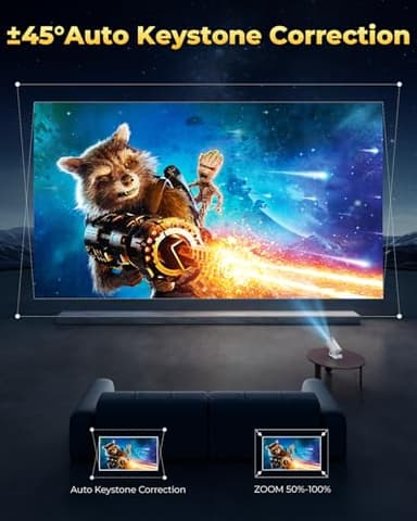 [Built-in Apps & Star Modes & Ambient Light] OPOQO 4K Mini Projector with WiFi and Bluetooth, Full HD 1080P Supported, 270° Portable Outdoor Movie Projector for TV Stick/Smartphone/HDMI/USB - Image 8