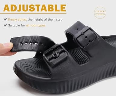 KuaiLu Womens Recovery Sandals Comfort Plantar Fasciitis Arch Support Ladies Orthotic Adjustable Strap Sport Slides Open Toe Slip On Athletic Cushion Slippers Summer Pool Beach Sandles Black Size 10 - Image 5