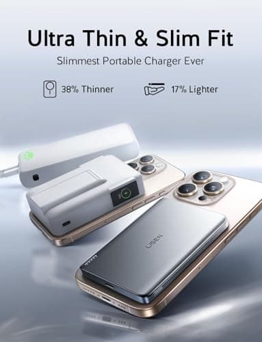 LISEN 0.5‘’ Ultra Slim MagSafe Portable Charger,10000mAh Wireless Card Slim MagSafe Battery Pack iPhone 17 Air Accessories,Magnetic Power Bank for iPhone 17 Pro Max Plus Air/16/15/14/13/12，GlacierGray - Image 7