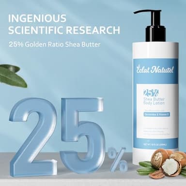 ÉCLAT NATUREL Shea Butter Hand and Body Lotion, with Vitamin E Niacinamide Ceramide Moisturizer for Dry Skin, 25% Shea Butter Brightening Moisturizing Lotion for Hands and Body, 10.15 Fl Oz - Image 2