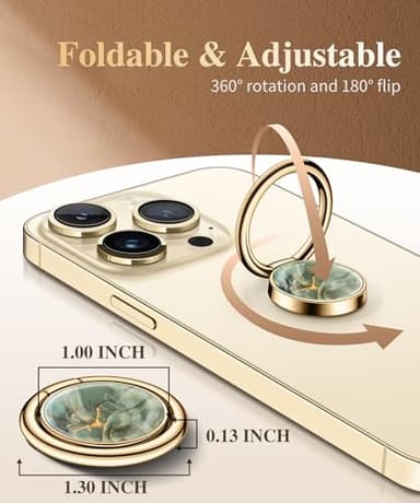 GVIEWIN Marble Cell Phone Ring Holder, Metal Kickstand Grip 360° Rotation Compatible with iPhone 17/16/15/14/Pro Max/Air/Plus Series & Galaxy S25/S24 Ultra and Other Phones (Desert Dream/Green) - Image 2