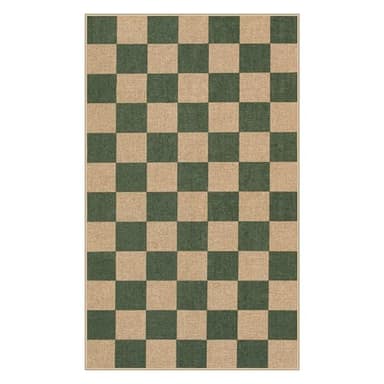 Lahome Checkered Porch Rug, 3x5 Farmhouse Kitchen Rugs Non Slip Washable Indoor Outdoor Carpet, Checkerboard Non Slip Non Shedding Green Carpet for Entry Bedroom Deck - Image 8