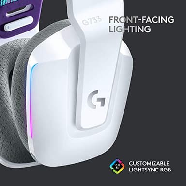 Logitech G733 Lightspeed Wireless Gaming Headset, Suspension Headband, Lightsync RGB, Blue VO!CE Mic, PRO-G Audio – White, Gaming Headset Wireless, PC, PS5, PS4, Switch Compatible - Image 4