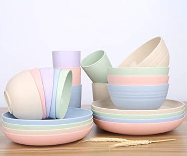 LuckyZone Wheat Straw Unbreakable Cup (12 oz) - Reusable Drinking Glasses Set of 5 - Dishwasher Safe Tumbler - BPA Free & Eco-Friendly (5Pcs) - Image 8