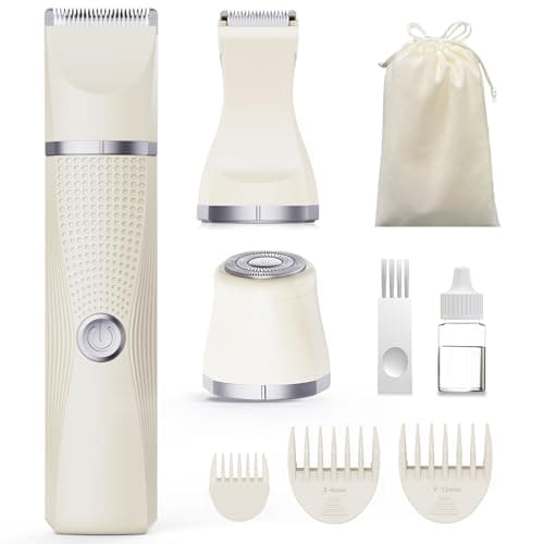 unibono 3-in-1 Electric Razor for Women - Waterproof Bikini Trimmer,Rechargeable Electric Shaver for Lady,Pubic Hair Trimmer Women,Personal Trimmer Groomer for Body Hair (Cream, LY) - Image 1