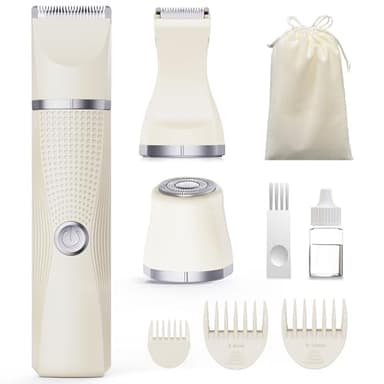 unibono 3-in-1 Electric Razor for Women - Waterproof Bikini Trimmer,Rechargeable Electric Shaver for Lady,Pubic Hair Trimmer Women,Personal Trimmer Groomer for Body Hair (Cream, LY) - Image 1