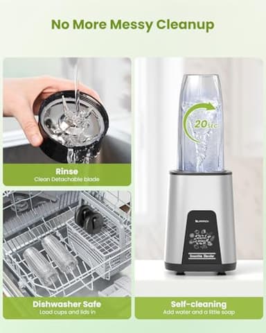 Lampick Blender for Smoothie, 900W Personal Blender for Shakes and Smoothies with 2 * 22oz BPA Free Portable Cups, Small Juicer for Protein Shake, Baby Food, Frozen Drink - Image 6