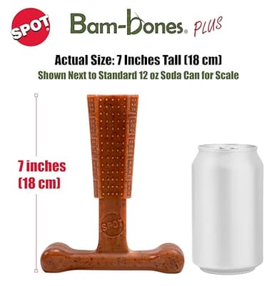 SPOT Bam-Bones Plus T Bone - Bamboo Fiber & Nylon Dog Chew Toy for Moderate to Aggressive Chewers, Non-Splintering, Long-Lasting, 7in Beef Flavor, for Adult Dogs & Teething Puppies Under 90lbs - Image 4
