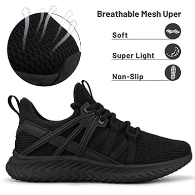 Abboos Women's Lightweight Walking Shoes Comfortable Tennis Athletic Workout Sneakers Sport Running Shoes for Women Black Size 9.5 - Image 2