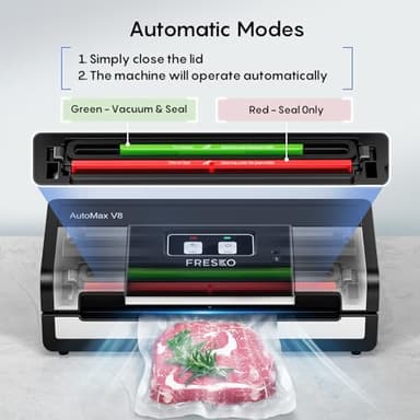 Fully Automatic Vacuum Sealer, 95Kpa Powerful Food Vacuum Sealer Machine, Auto Dry-Wet Detection | Bag Cutter | 2 Rolls Bags & 100 Pcs Precut Bags | Effortless Operation, Silver - Black - Image 2