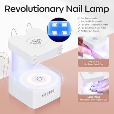 modelones Short Almond Gel Nail Tips Kit, 9-in-One Nail Glue with Portable U V Lamp 216Pcs 12Sizes Pre-Etched Press ons Fake Acrylic Extension Kit DIY Salon Gift for Women - Image 6