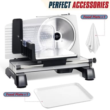 BIEAMA Meat Slicer, 200W Deli Slicer for Home, 2 Removable 7.5" Stainless Steel Blades, 0-18mm Adjustable Thickness, Electric Food Slicer for Meat, Cheese, Bread - Image 9