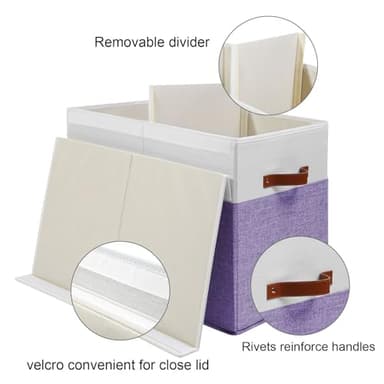 Large Toy Box with Lid, Sturdy Toy Storage Chest Bin Boxes Organizer Basket with Dividers for Toddlers, Kids, Boys, Girls, Nursery, Living Room, Bedroom, Playroom 25"x13" x16" (Purple and White) - Image 4