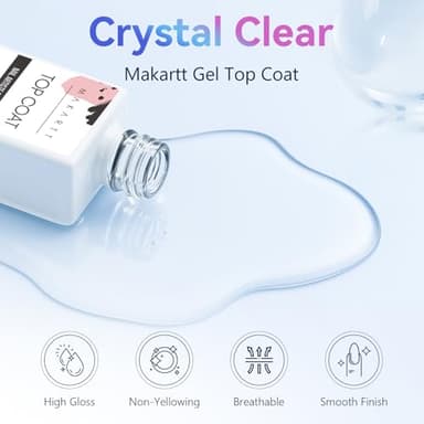 Makartt Gel Top Coat - 2 PCS No Wipe Top Coat Gel Nail Polish High Glossy Shine Finish Long Lasting, 10ML Clear Soak Off UV Nail Lamp, Salon Quality Art Design for Home Use Beauty Gift - Image 3