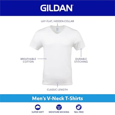 Gildan Men's V-Neck T-Shirts, Multipack, Style G1103, Black/Sport Grey/Charcoal (5-Pack), Medium - Image 2