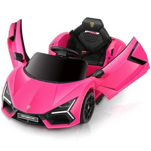 ELEMARA Licensed Lamborghini Ride On Car with Scissor Door,Electric car for Kids with Remote Control,12V Kids Car with Bluetooth,LED Light,MP3 Player and Wide Seat(Pink) - Image 1