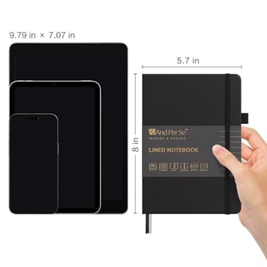 &And Per Se Lined Journal Notebook, 160 Pages, A5 5.7 x 8 inches College Ruled Thick Paper Notebook Journals for Writing, Hardcover Notebooks for Women Men Office School (1 Pack, Black) - Image 2